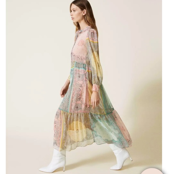 Twinset Milano patchwork paisley bandana print midi dress - Picture 5 of 8